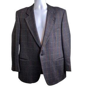 Lanificio Zignone Men's Gray Plaid Wool Blazer Size 41 Old Money Career Academia